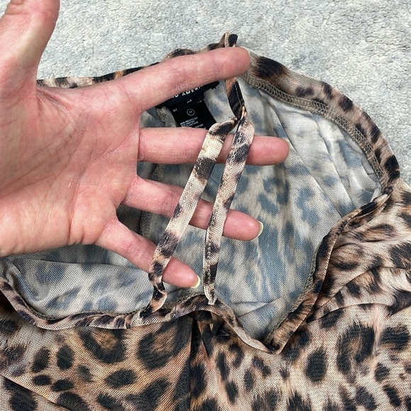 New Good American Sheer Mesh Wide Leg Pants Leopard Cover Up Club Sz M - Picture 12 of 14